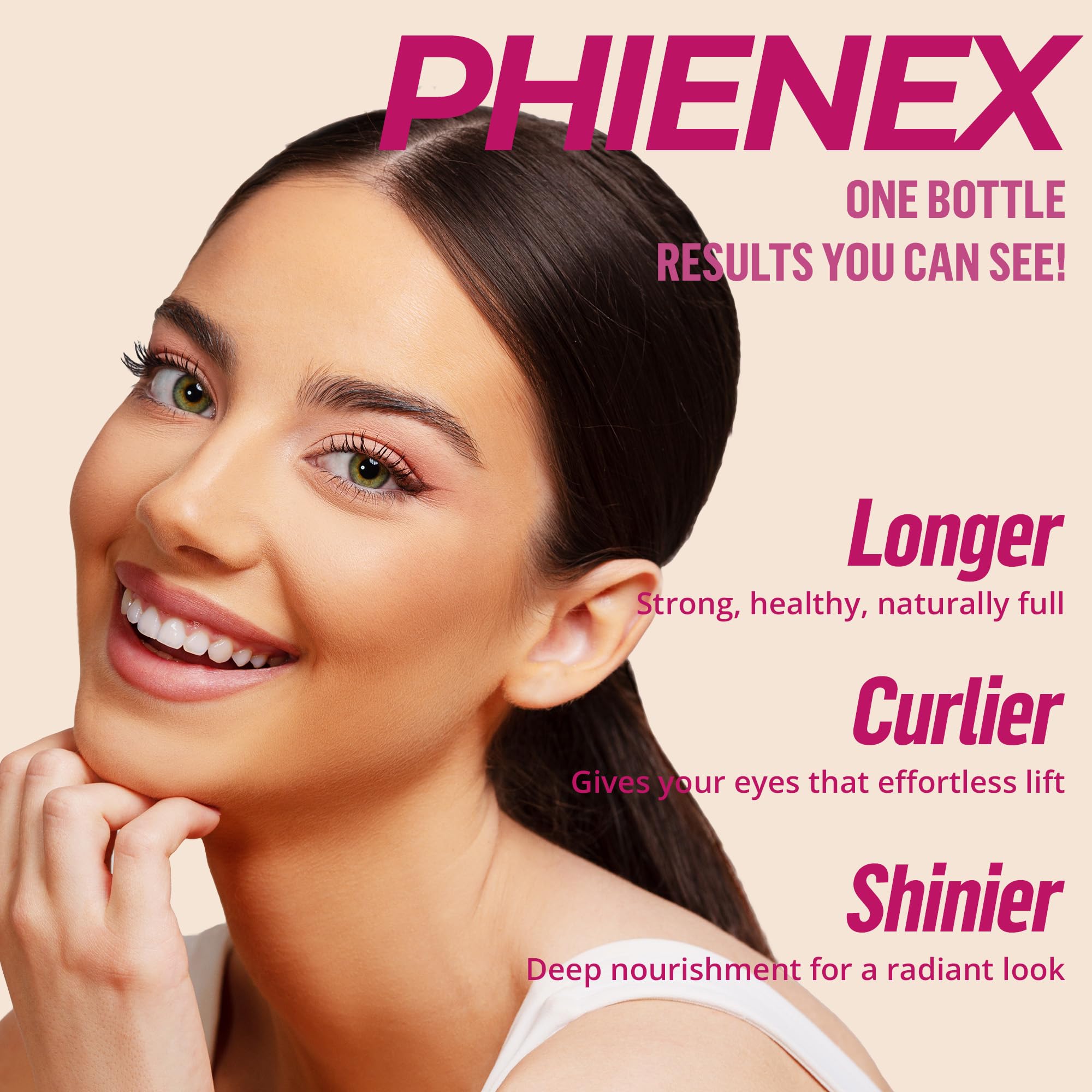 PHIENEX 2026 New Version Siero per ciglia, per una crescita rapida e ciglia più lunghe, folte e voluminose, con il Complesso di Peptidi Botanici US DermaCraft Labs - 3ml (mental)