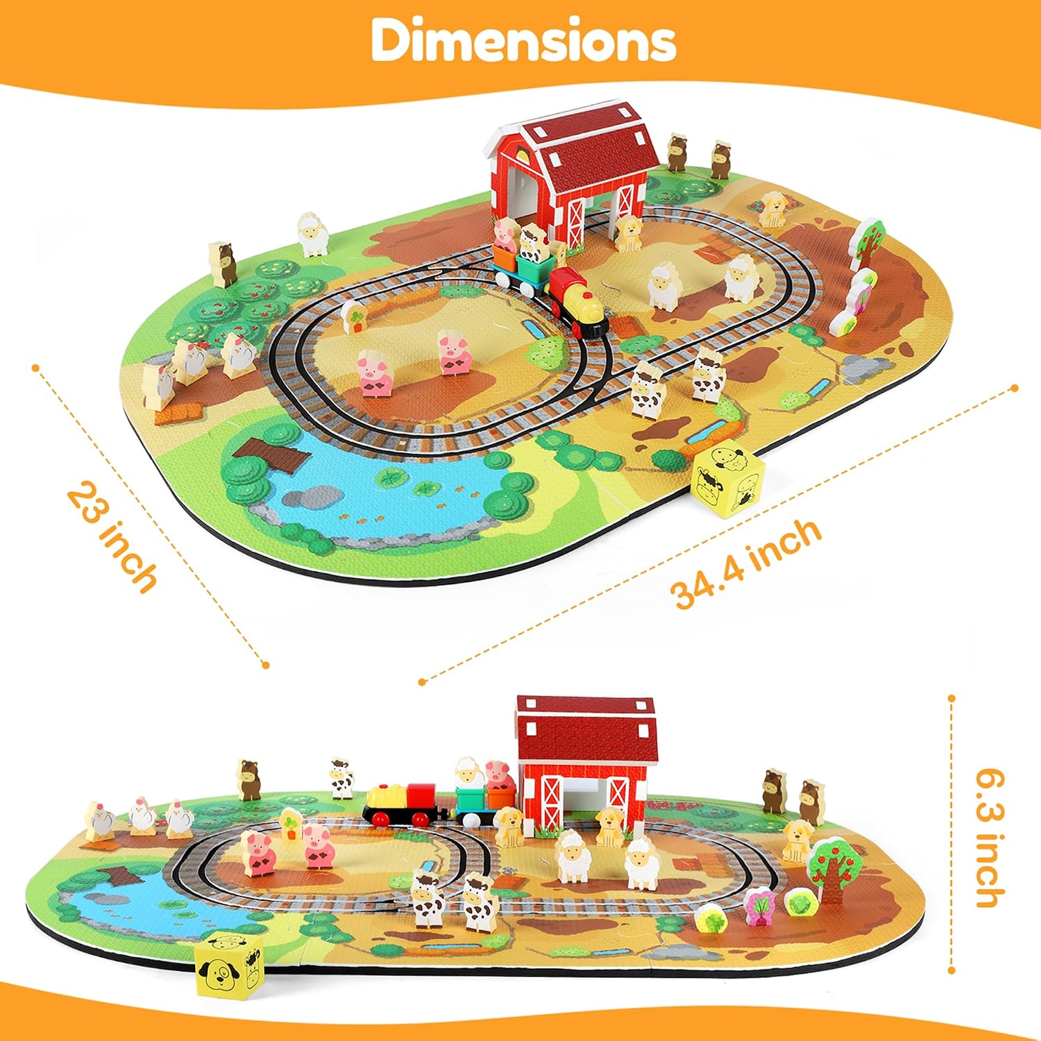 Farm Animal Train Set,43PCS EVA Foam Puzzle Track Playset image 5