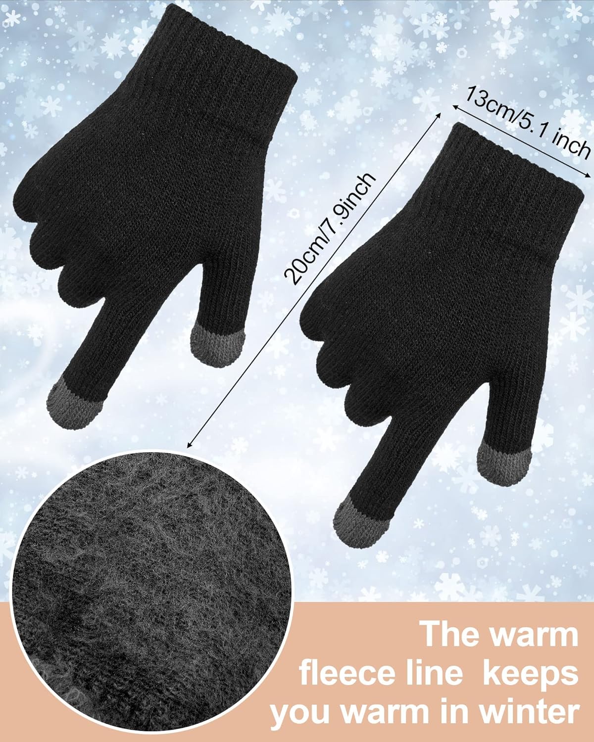 6 Pieces Kids Winter Hat Glove Scarf Sets Knitted Toddler Cap Beanie Touchscreen Mitten Neck Warmer for Boys Girls 5-14 Years - Image 3