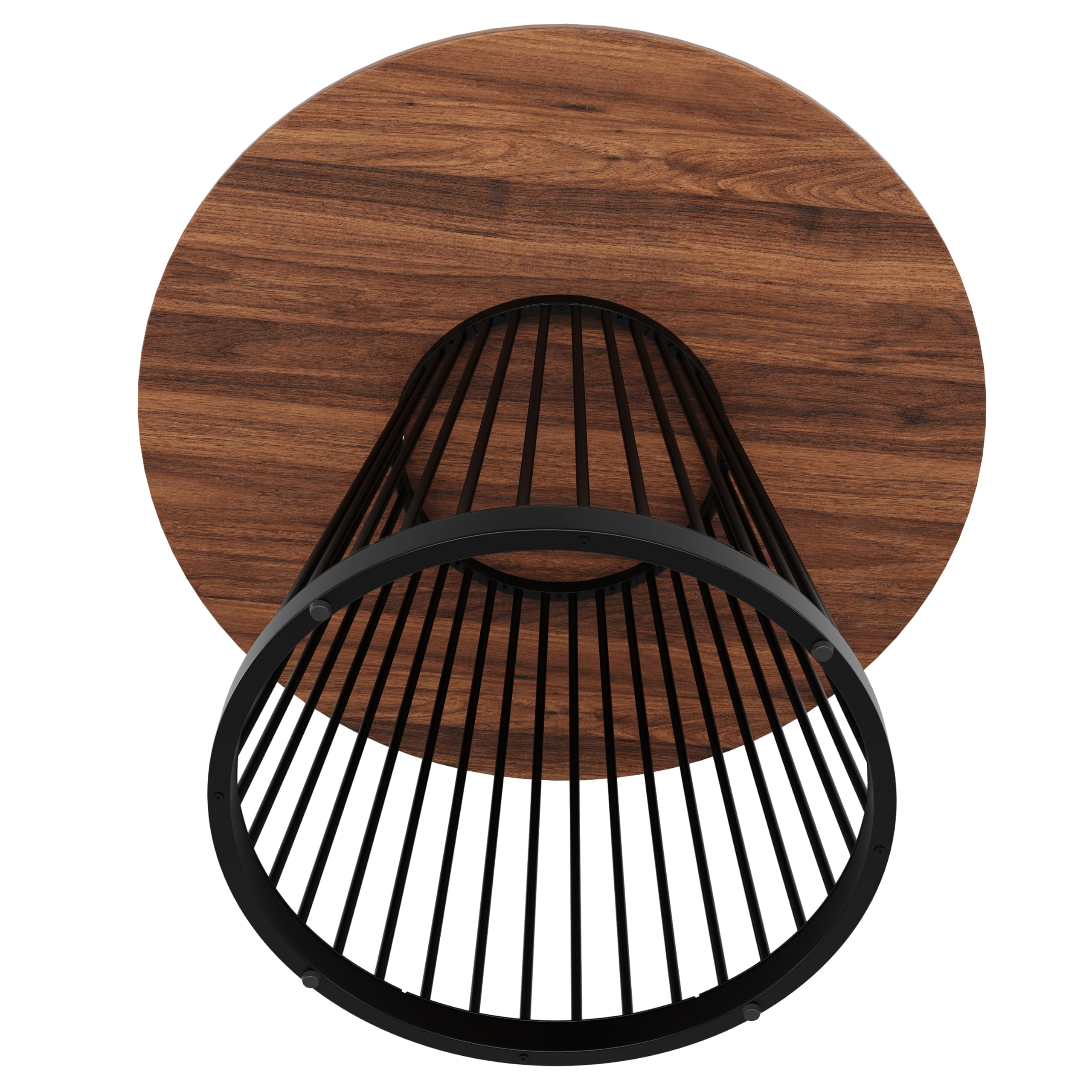 Merax Runder Esstisch 80×80×76cm, für 2-4 Personen, Kleiner Tisch für Wohnzimmer Küche Esszimmer, Walnussfarbener MDF-Platten, verstellbare Eisen Tischbeine, Metallrahmen