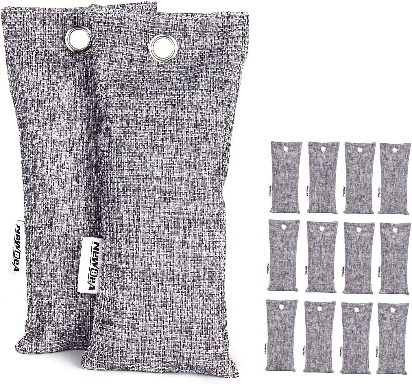 NEWBEA Bamboo Charcoal Air Purifying Bag 12 Pack 65g Each, Charcoal Bags Odor Absorber, Shoe Deodorizer, Activated Charcoal Odor Absorber for Shoes, Home, Closet, Pet