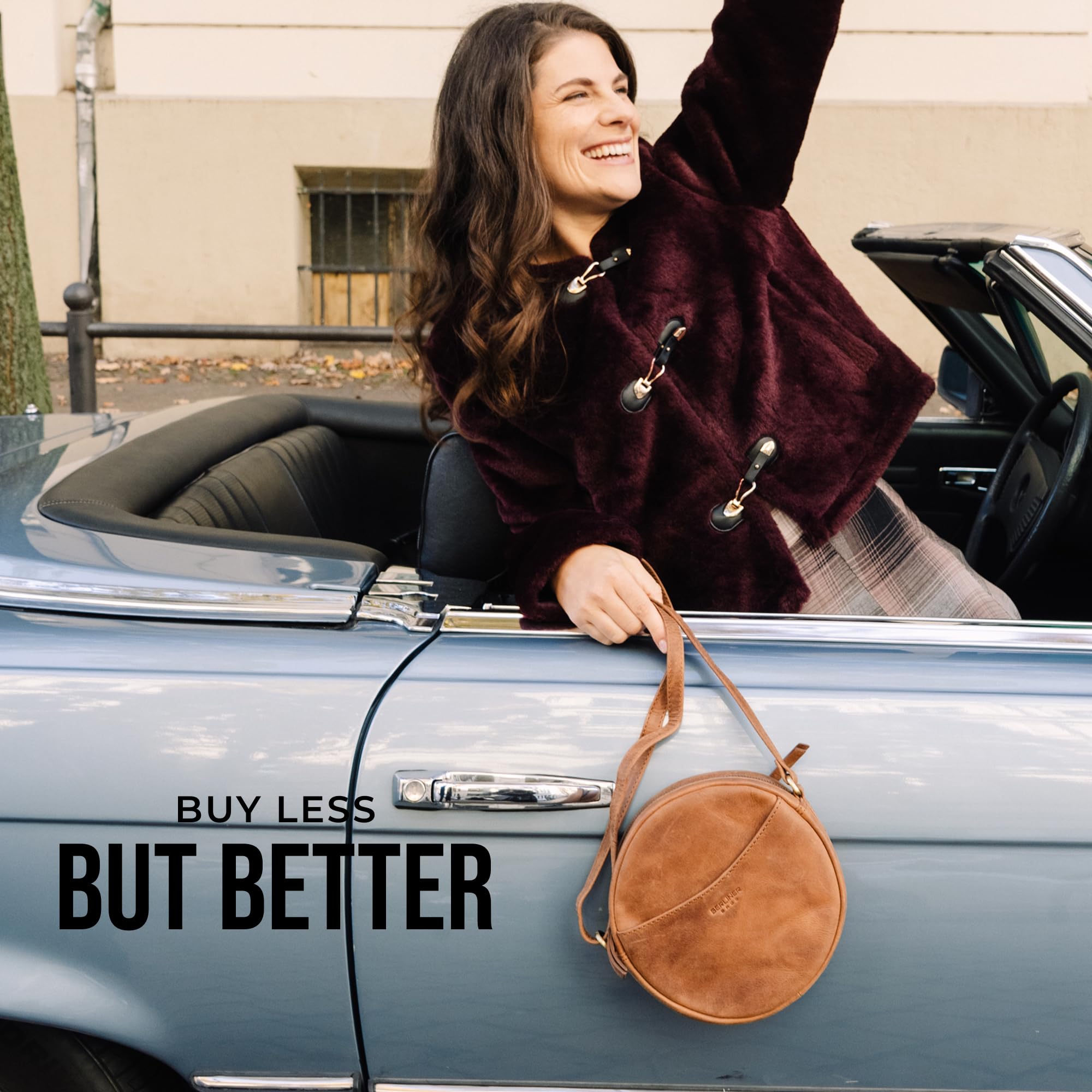 Berliner Bags Moon Bolso Bandolera Redondo Mujer Piel Auténtica Pequeño