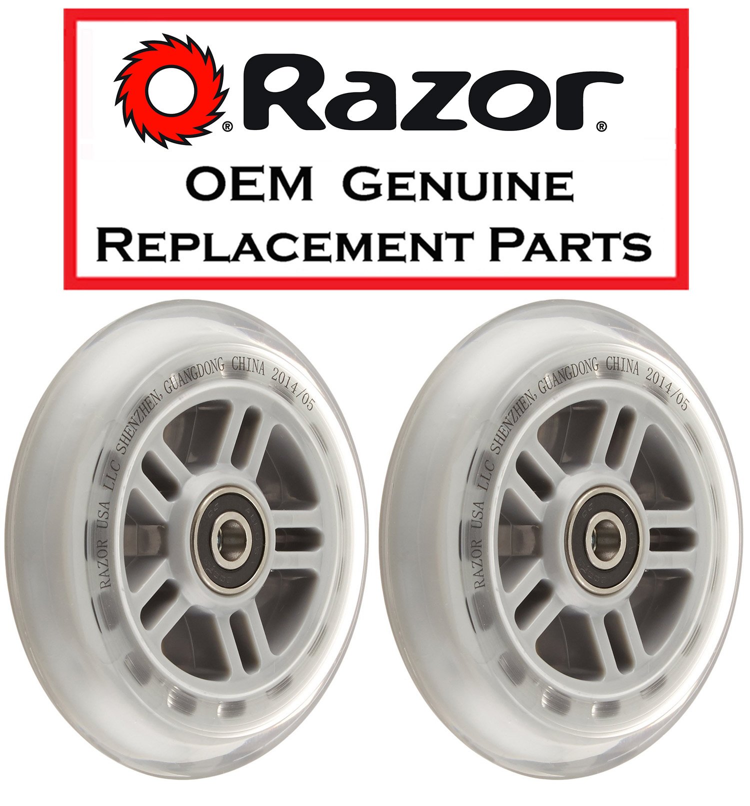 Set of 2 CLEAR Replacement Wheels for Razor SCOOTERS