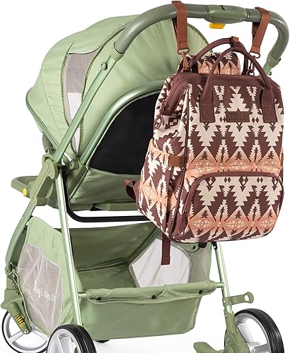 Miniatura 6 de Wrangler Aztec Backpack - Mochila organizada para bebé, con correa para cochecito y bolsillos laterales para botellas, WG2204-9110BR