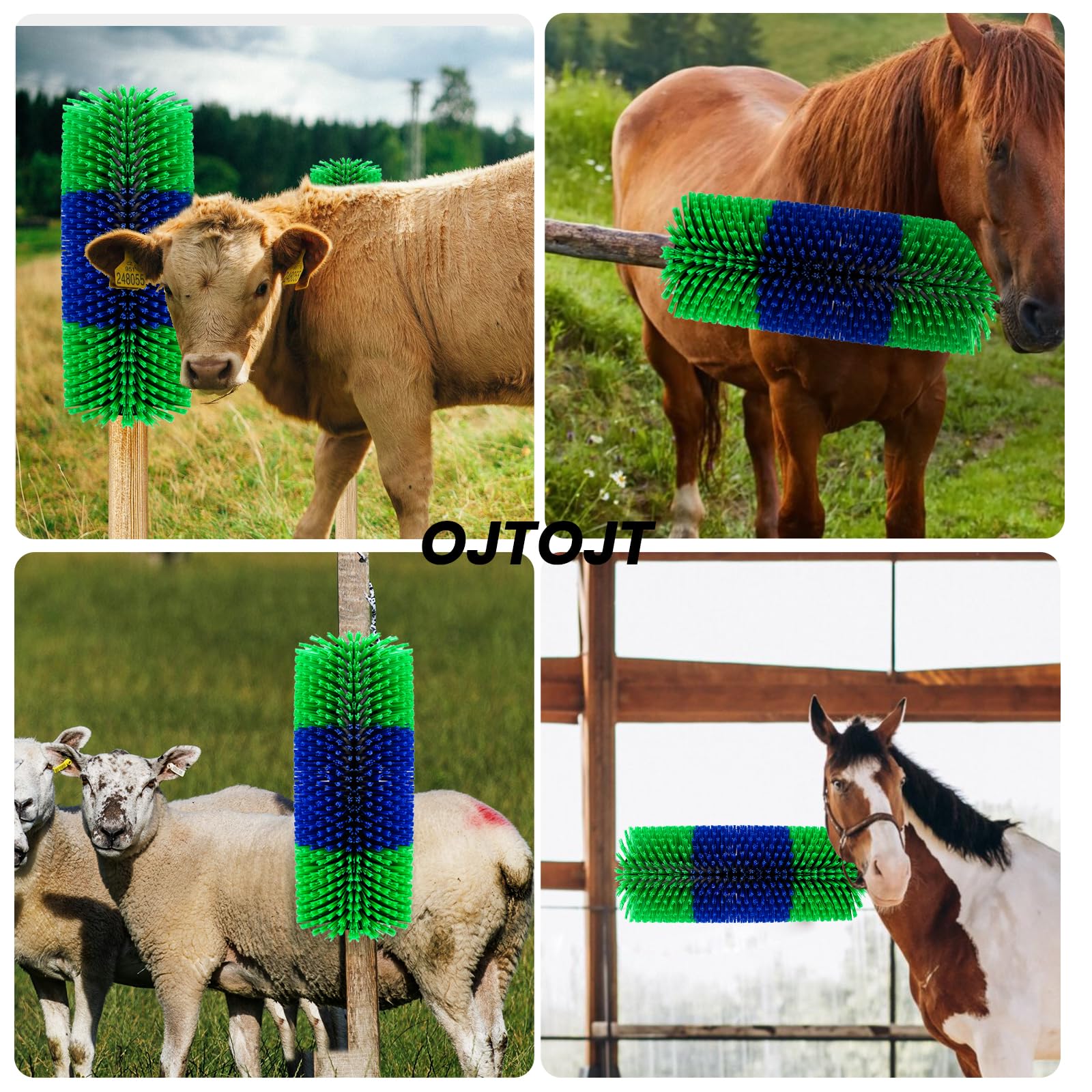 Spazzola per Tiragraffi per Bestiame,OJTOJT Spazzola per Cavalli 44X20X10CM Tiragraffi per Mucche Spazzola per Mucca per Alleviare Prurito alla Schiena,per Cavalli,Maiali (44X20X10CM, unità, 2)