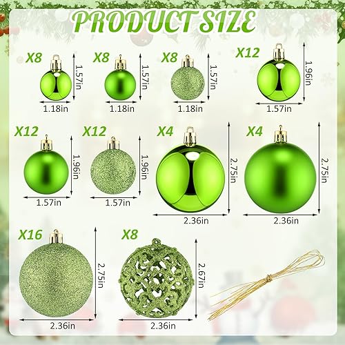 Miniatura 8 de Juego de 100 adornos de bola de Navidad decorativos para colgar, bolas de Navidad, colgantes decorativos de temporada para árbol de Navidad,