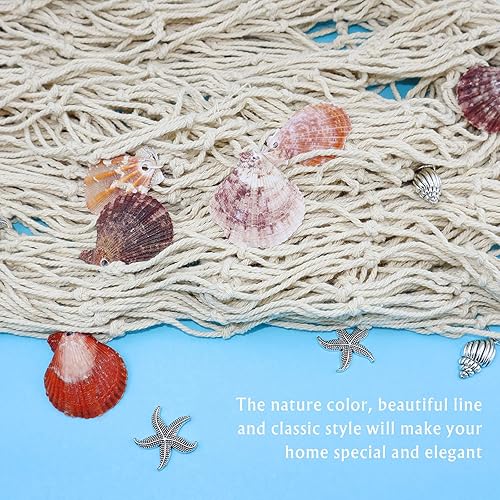 Miniatura 4 de Paquete de 2 redes decorativas de pesca, 79 x 39 pulgadas, decoración de pared de red de pesca natural, para decoración del hogar, fiesta temática