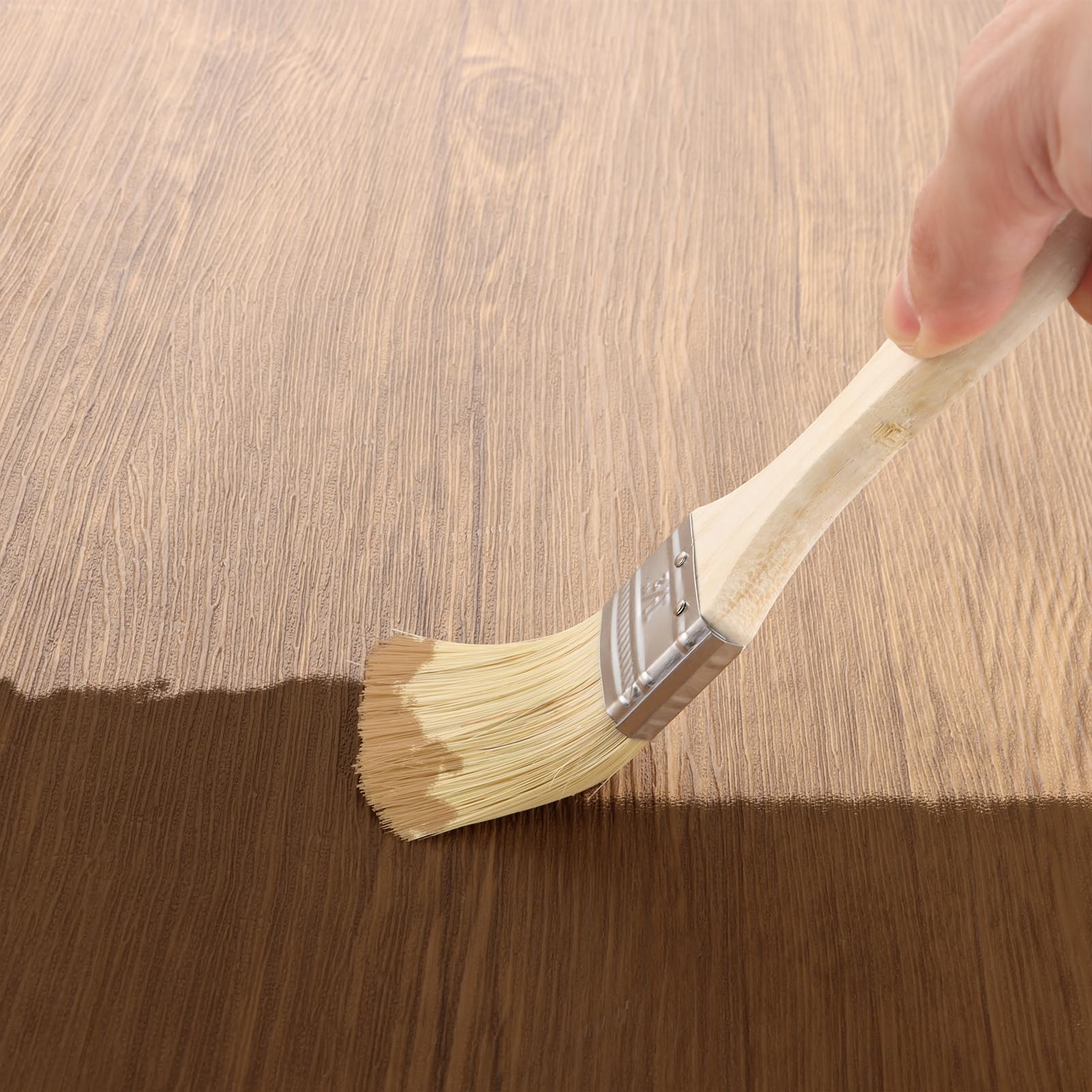CYEER Lot de 50 Pinceaux Plats 38mm (1,5 Pouces) - Pinceaux à Peindre en Soies Naturelles avec Manche en Bois Ergonomique - Idéal pour Peinture, Vernis, Lasure, Colle - Bricolage, Meubles et Clôtures