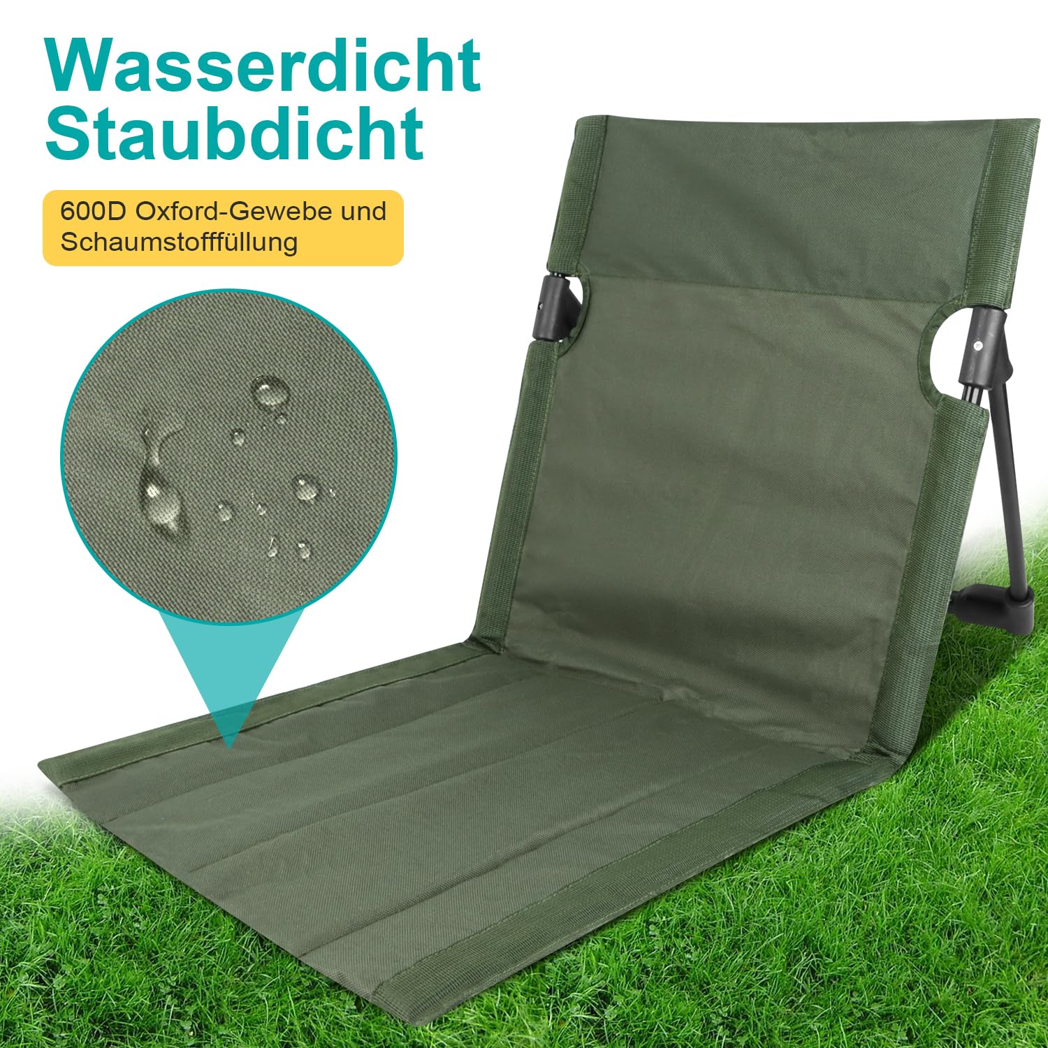 Chaise de Plage Tapis de Plage avec Dossier Chaise Portable Dossier Plages Siège Camping Pliable Coussin de Chaises Pliant pour Camping pour la Randonnée Les Vacances la Plages