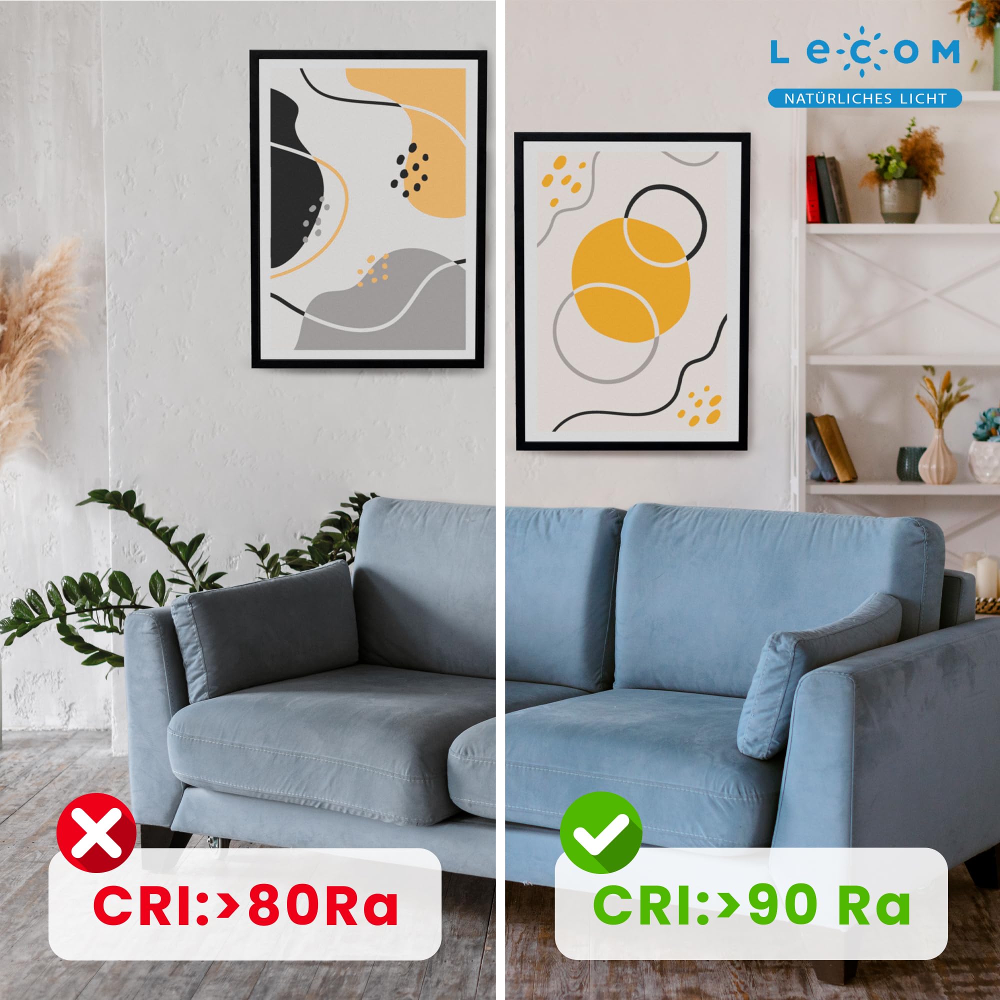 LECOM 10x LED Einbaustrahler Rund 24W Warmweiß CRI90 300mm Durchmesser | LED Deckenstrahler für gemütliche Atmosphäre und hohe Farbtreue in Wohnzimmer, Schlafzimmer sowie Café, Lounge, Restaurant.