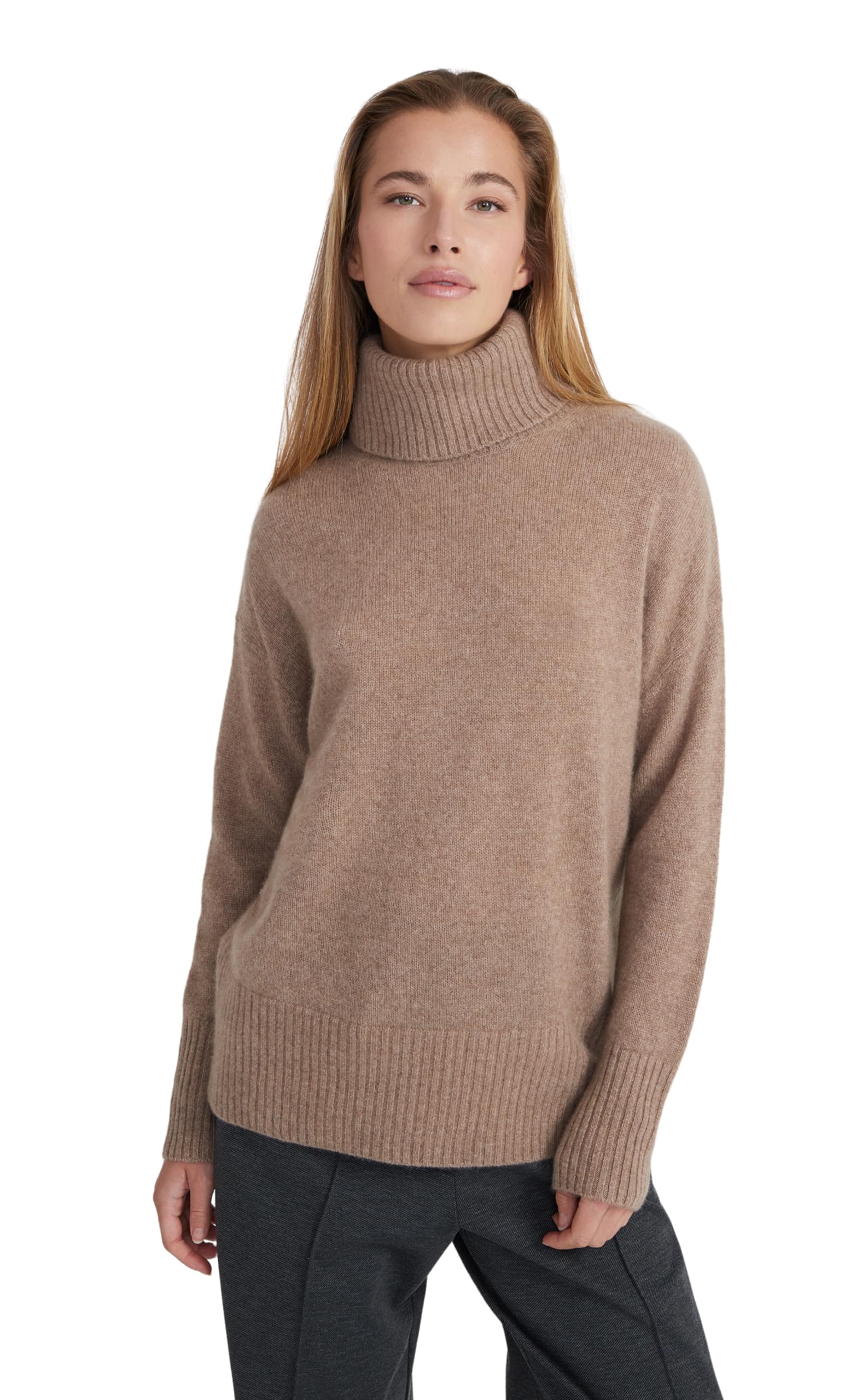 Style & Republic Damski sweter z golfem o kroju oversize, wykonany w 100% z kaszmiru, duży krój, stylowy sweter z dzianiny premium z kaszmirem na jesień i zimę