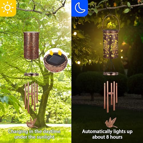 Miniatura 5 de Campanillas de viento para linternas solares exteriores, campanillas de viento, regalos al aire libre para mujeres, abuela, decoración de Navidad
