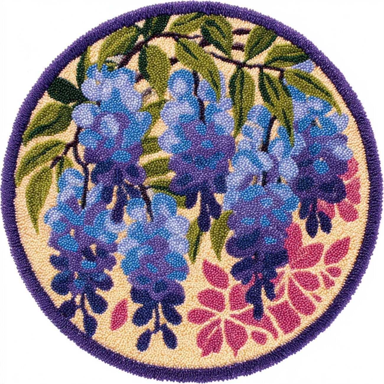 Kitquiver Latch Hook Carpet Kits Watercolor Wisteria 60x60cm