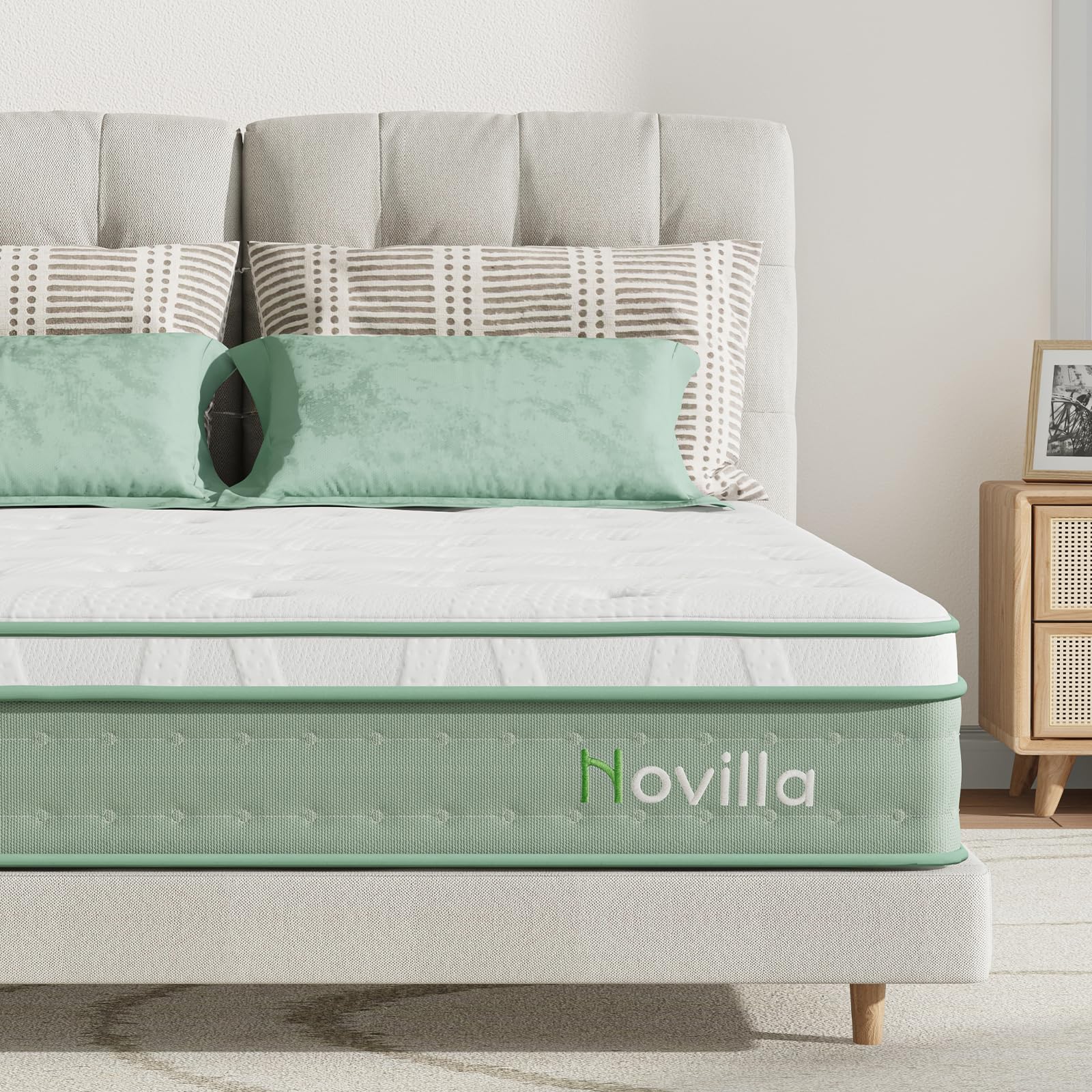 Novilla Mattresses King Size 9.8 Inch 3-Zone Gel Memory Foam Pocket Sprung Mattress, 5FT Hybrid Mattress Firm with Oeko-tex Knitted Fabric and CertiPUR-US Foam 150x200x25cm โ image 1