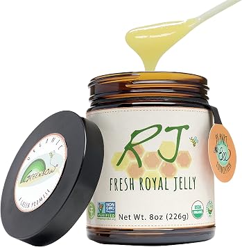Greenbow Organic Fresh Royal Jelly - 100% USDA Certified Organic, Non-GMO, Halal, Certified GMP, Pure, Gluten Free - One of The Most Nutrition Packed - 226g