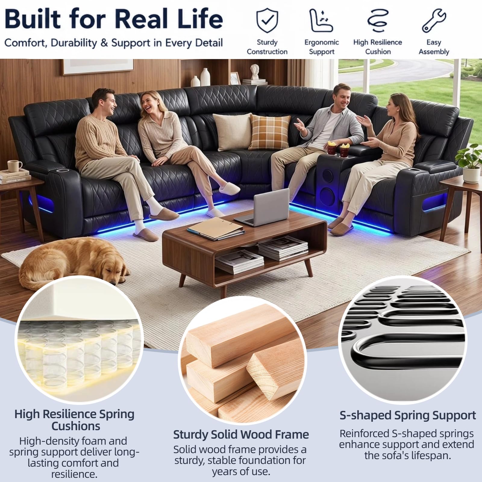 Power Reclining Sectional Sofa with Speakers & USB Charging Port view 6