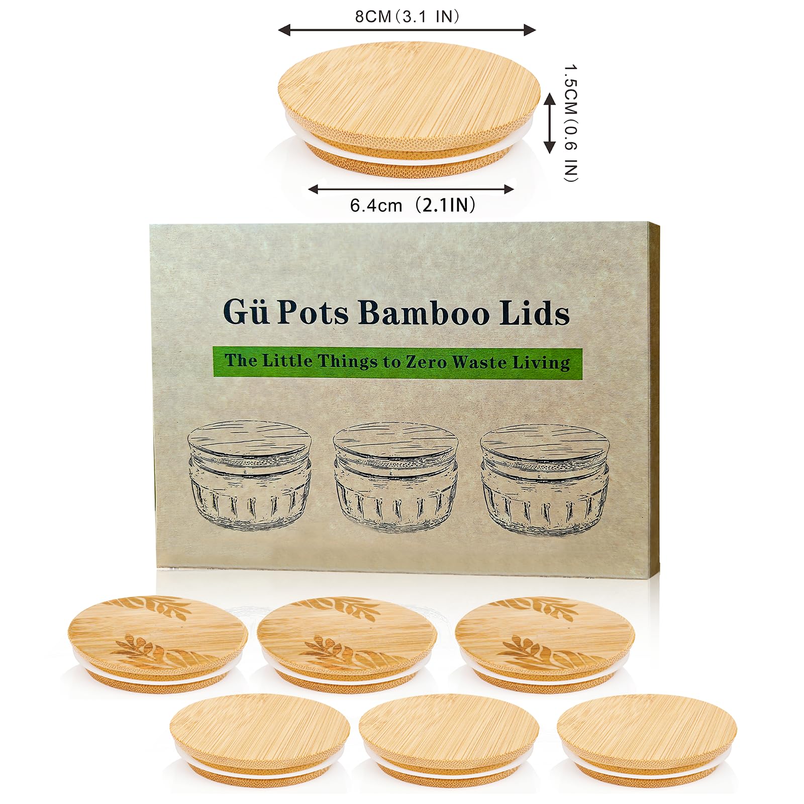 Coperchio in legno per vasi Gü, ANOTION coperchio in legno compatibile con barattoli di formaggio Gu Puds, coperchi riutilizzabili ermetici in vetro