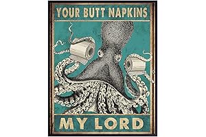 Octopus Nautical Bathroom Decor - Butt Napkins - Beach Bathroom Decor -...