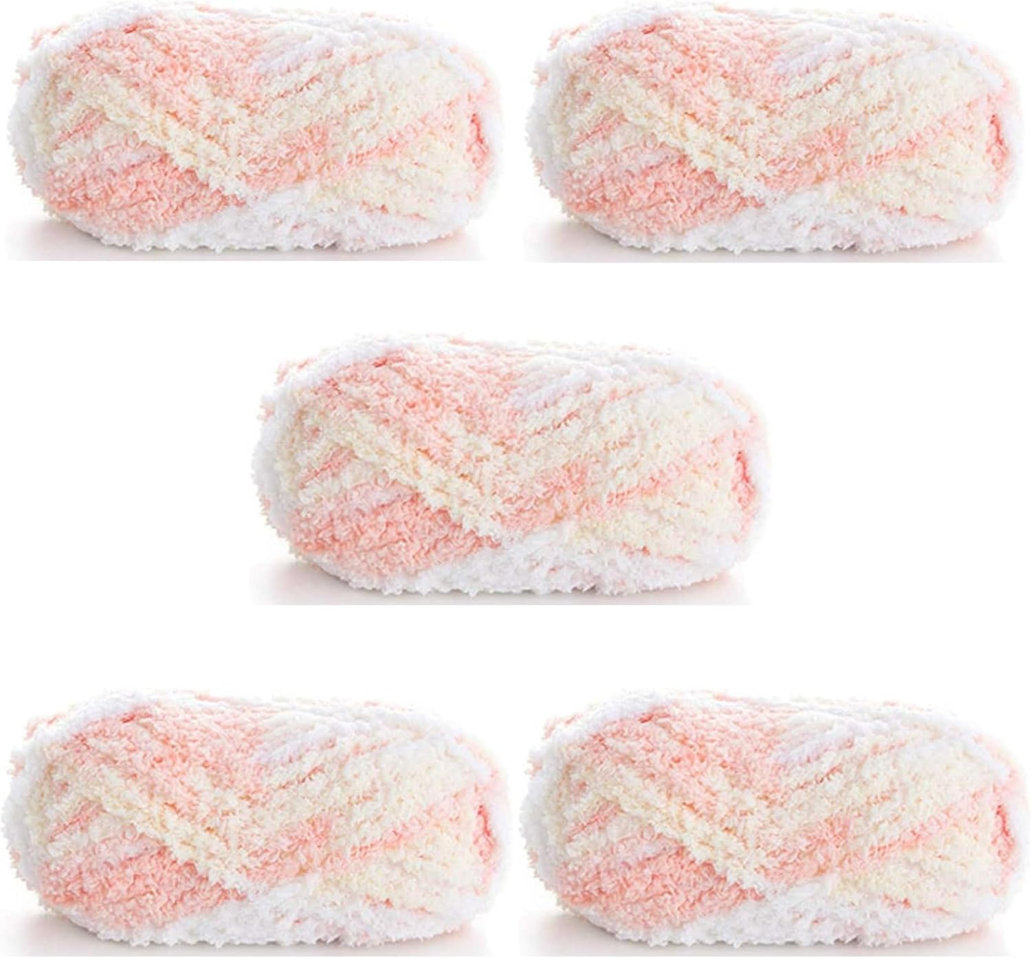 1kg/2.2lb Fluffy Fuzzy Coral Fleece Yarn 700yds/10 skeins Bulky Crochet Knitting Yarns for Blanket Sweater Hat Scarf Light Orange Yellow White