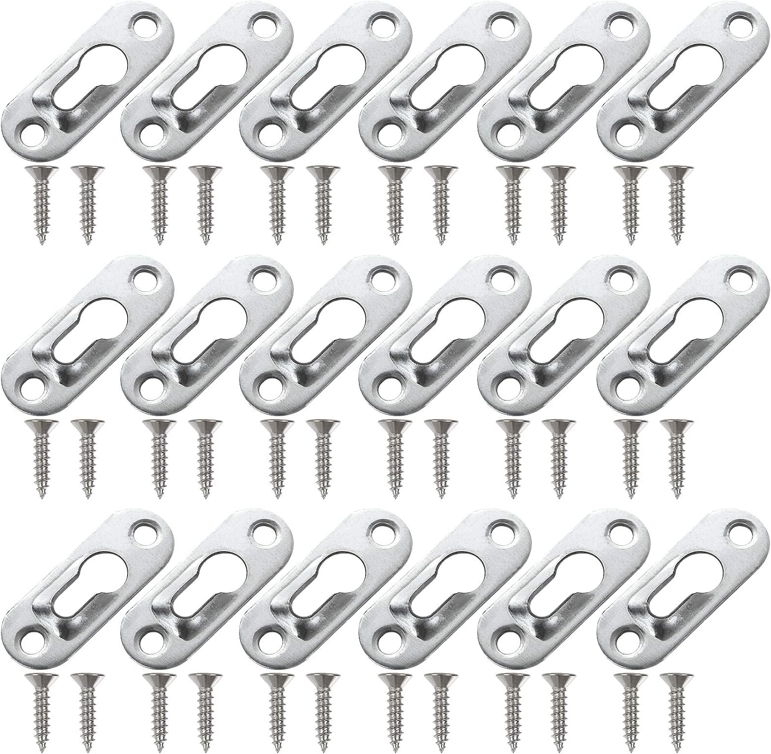 LISHINE 100 Pcs Keyhole Picture Hangers with 200 Pcs Screws Metal
