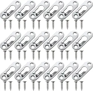 LISHINE 100 Pcs Keyhole Picture Hangers with 200 Pcs Screws Metal Keyhole Hangers Fasteners Flat Keyhole Hangers Plate Keyhole Hanging Bracket Hardware for Mirror Picture Frame, 43 x 16 mm (Silver)