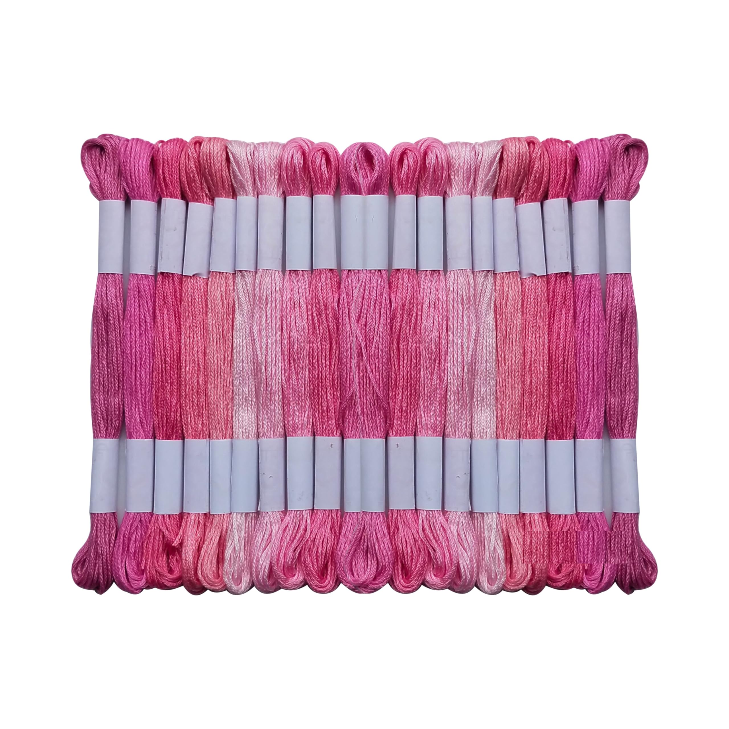 Zoohi 50 Embroidery Floss Skeins Cotton Thread for Cross Stitch/Needle Point/Thread Jewellery/Tassels/Art Crafts 7.5M Each 50 Pcs Pack (10 Types of Baby Pink Color Each 5 Pcs), 170 Gram