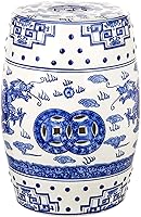 SAFAVIEH Dragon’s Breath Blue Chinoiserie Ceramic Garden Stool - Indoor/Outdoor Side Table, Plant Stand ACS4554A