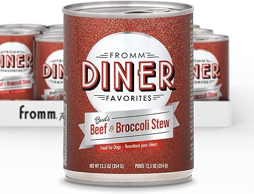 Fromm Diner Favorites Bud's Beef & Broccoli - Comida húmeda prémium para perros, receta de carne de res, caja de 12 latas disponible en Yaxa Colombia