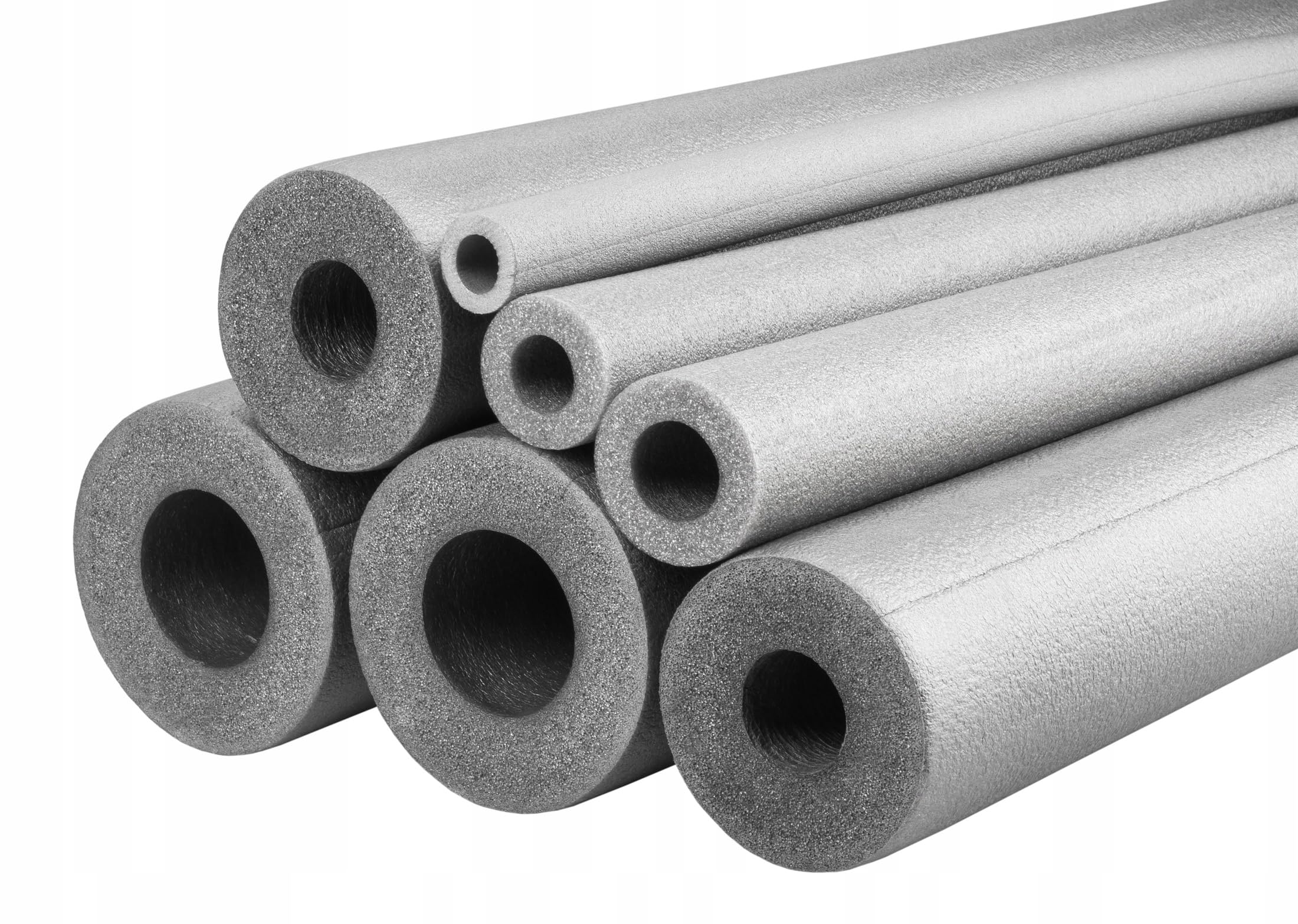 2 x 1m Grey Insulation Pipe - Foam Lagging Wrap Roll – Copper, Plastic, Steel, Water. (15mm / 9mm)