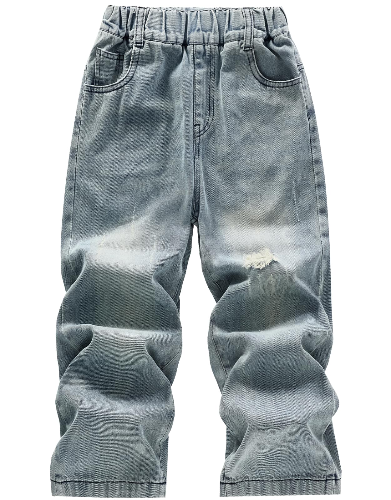 Pantalones de Mezclilla Rasgados Husky para niños, Pantalones de Cintura elástica para la Escuela y el Juego