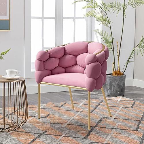 Miniatura 2 de Topjia Silla decorativa de terciopelo de lujo, silla de oficina tapizada de terciopelo, silla de terciopelo copetudo, silla de tocador con respaldo