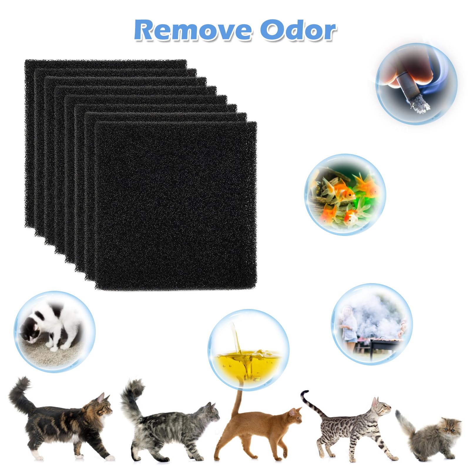 5 Filtri A Carbone Attivo Per Lettiera Gatti – 24x11x1 Cm, Assorbono Umidità E Odori, Lavabili E Riutilizzabili