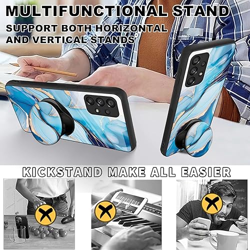 Miniatura 4 de RYUITHDJP for Samsung Galaxy A32 5G Case 6.5" with Screen Protector Phone Grip Stand Marble Blue Design Case for Samsung Galaxy A32 5G Case Slim