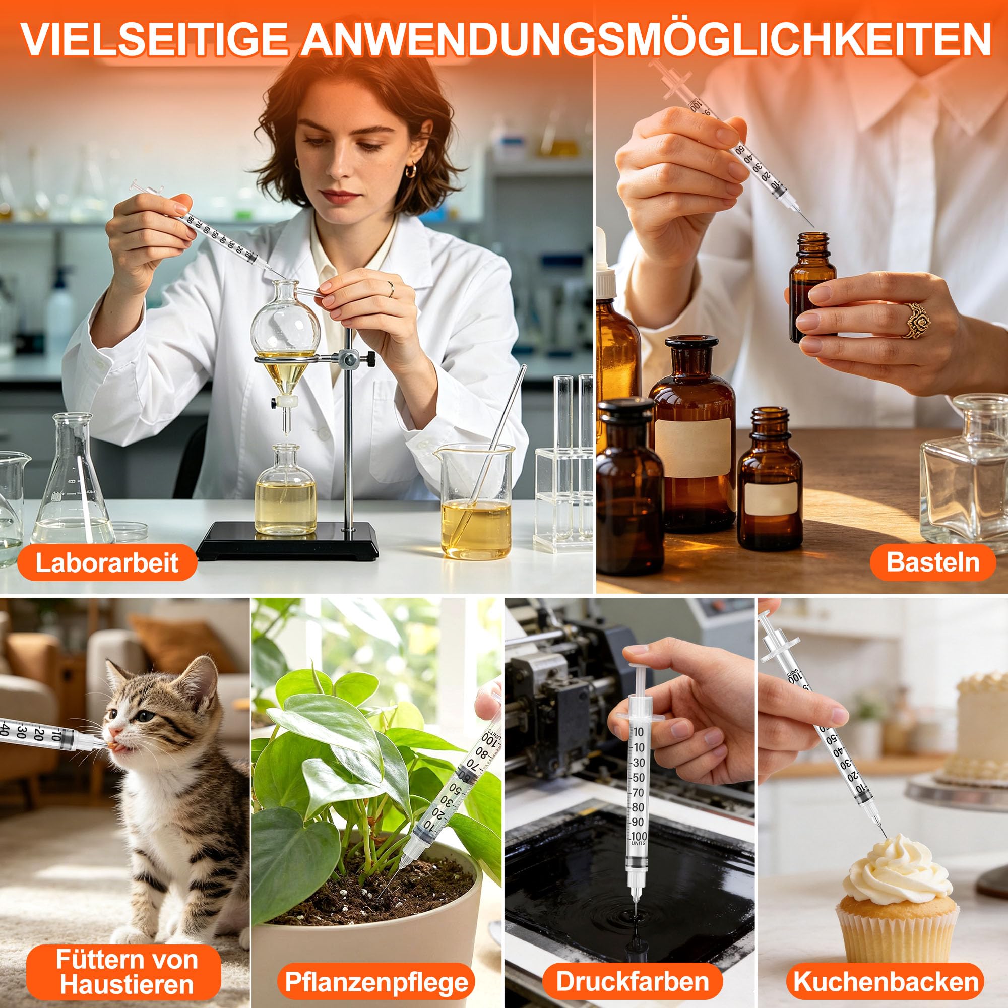 100 Stück 1ml Plastiktube mit 30G*8mm Saugkopf für Flüssigkeitstrennung