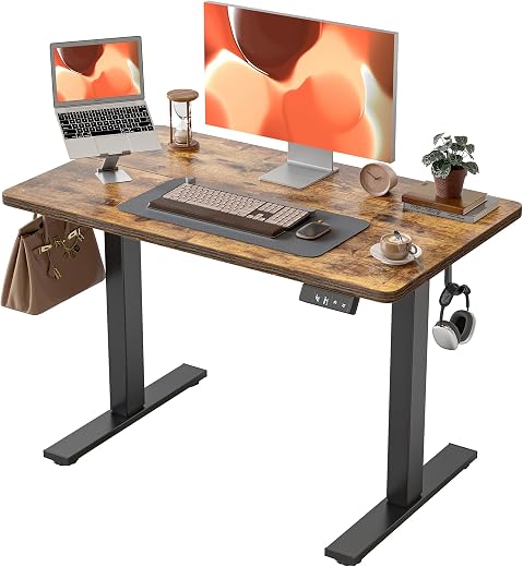 TIQLAB Height Adjustable Electric Standing Desk, 40 x 24 inch, Sit Stand Up Desk, Splice Board, Computer Home Office Desk,...