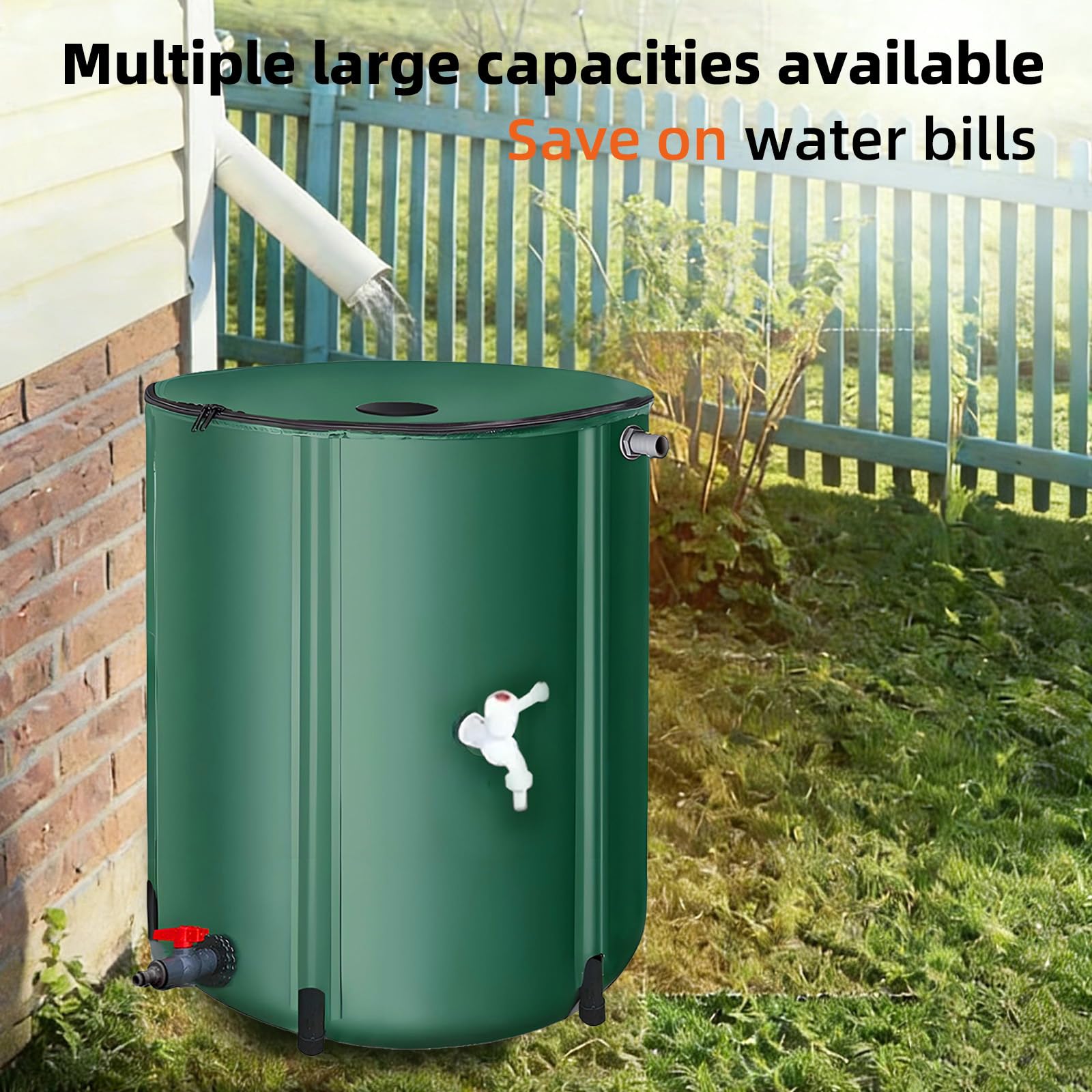 Sistema De Recolección Agua De Lluvia Plegable Con Barril - Tanque De Almacenamiento De Agua Portátil, Bajante Para Lluvia Contenedor Recolector De Con Filtro,380L