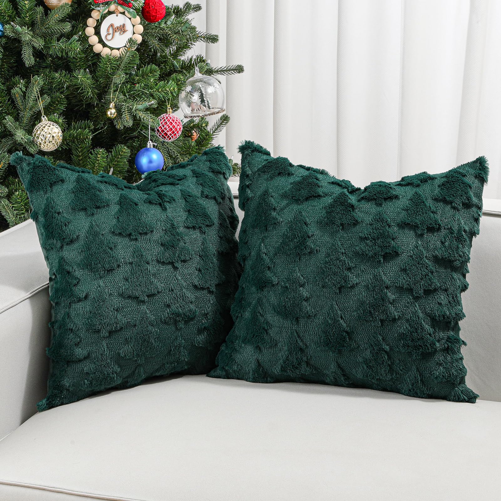 Lewondr Christmas Throw Pillow Cover 18x18