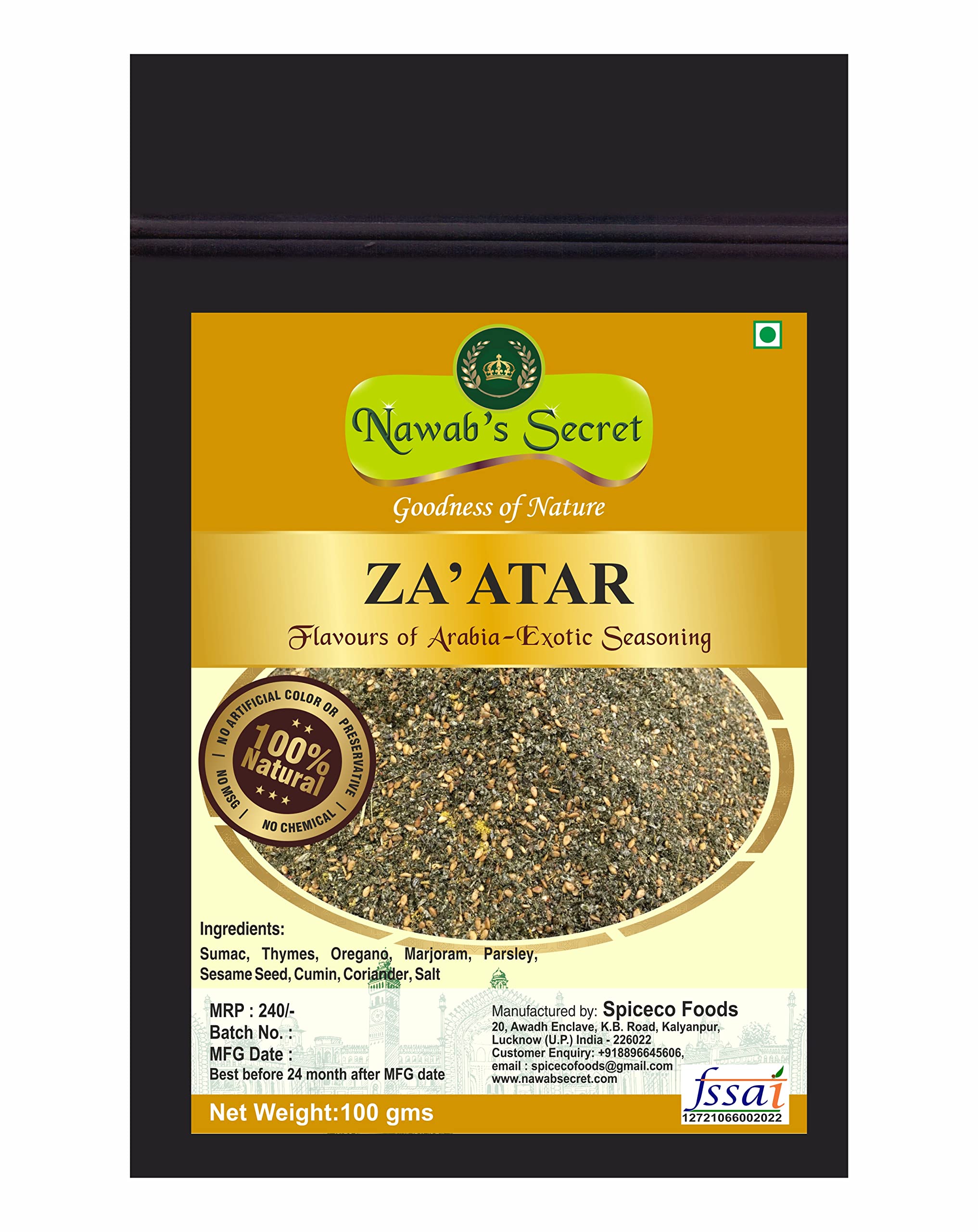 Nawab's Secret Arabian Za'atar- An Exotic Arabian Seasoning, 100 gms