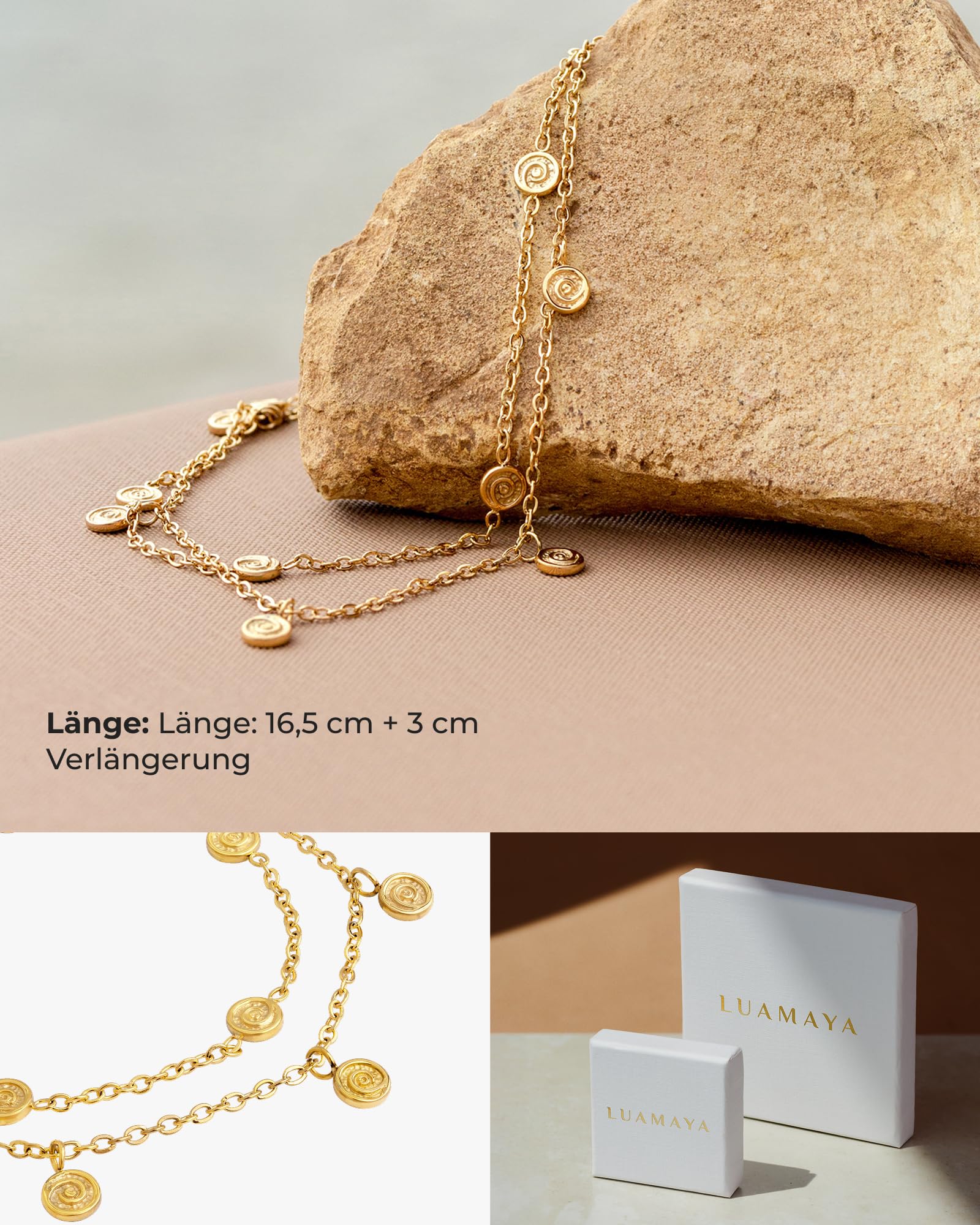 Luamaya mehrreihiges wasserfestes Armband mit Swirl-Anhänger für Damen