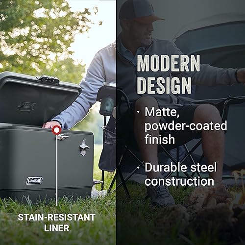 Miniatura 2 de Coleman Reunion - Hielera portátil con aislamiento, 54 cuartos de galón, con cinturón de acero resistente a las fugas, con pestillo resistente, asas