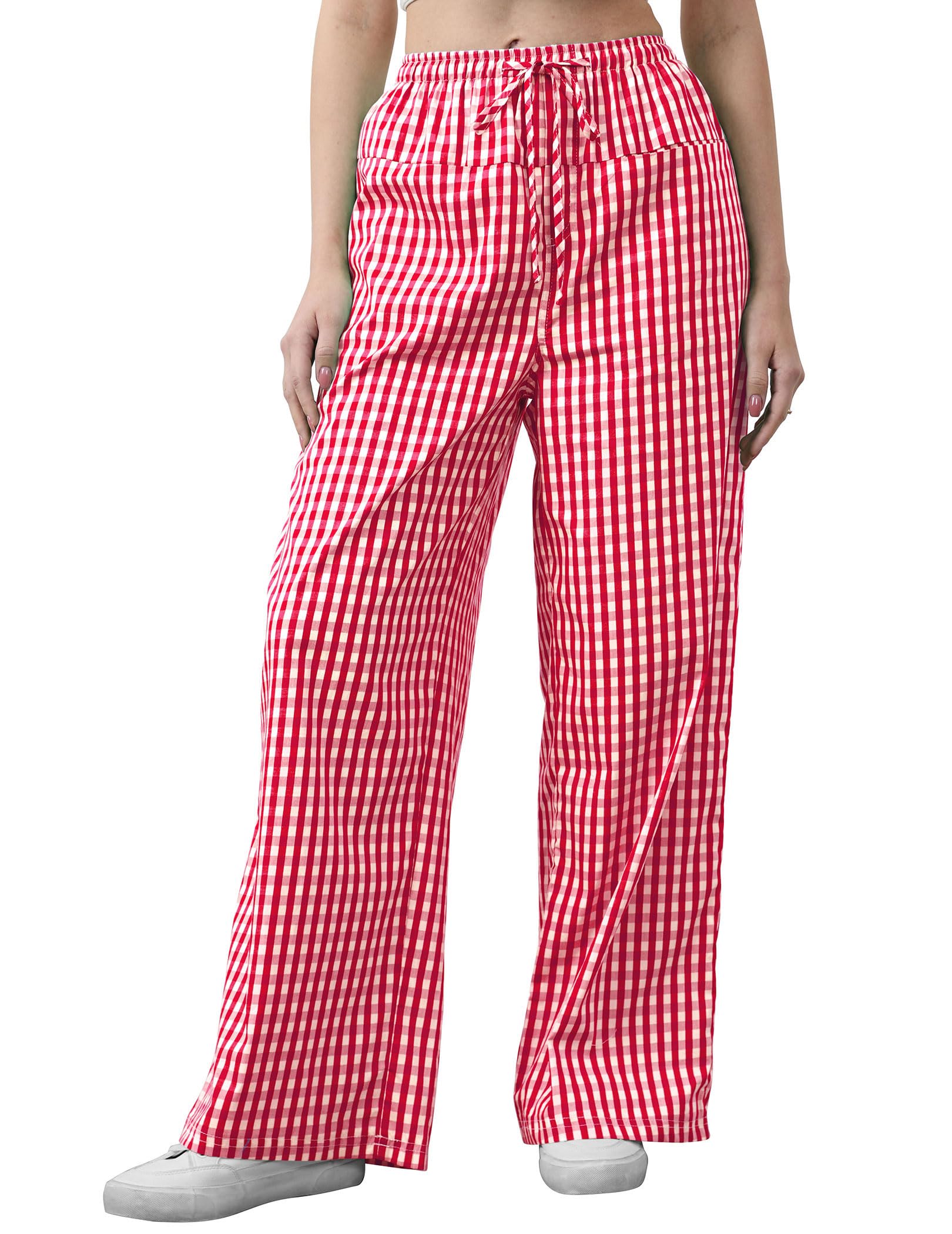 Ziesexy Striped Pants Women Wide Leg Trousers Drawstring Low Rise Casual Loose Lounge Pajama Pants with Pockets