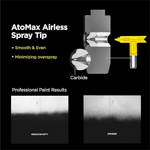Miniatura 3 de InoKraft Pistola de pintura sin aire de alta presión 3600 PSI con punta de boquilla reversible 515 para pintura exterior/imprimación, con junta