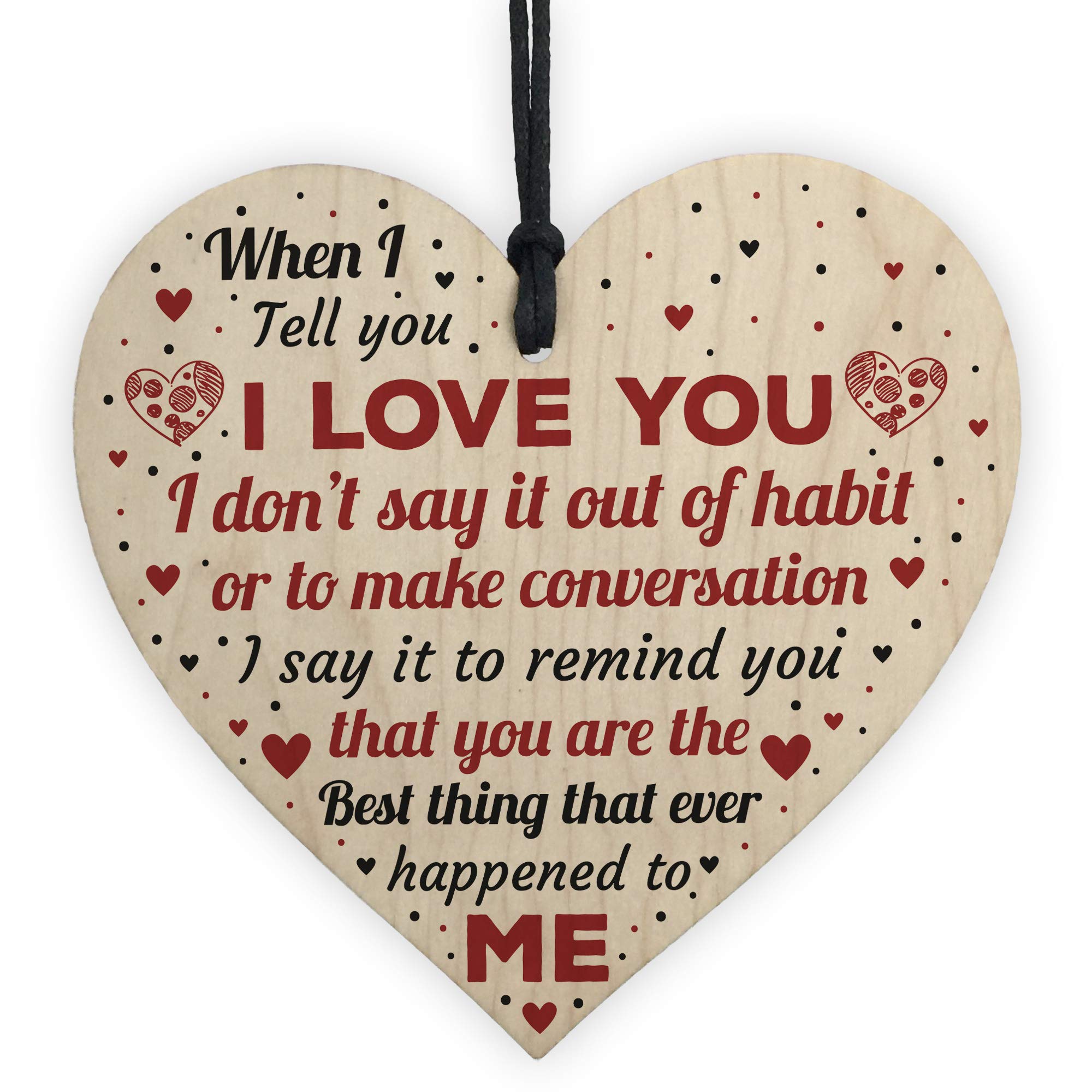 Red Ocean Handmade Wooden Hanging Heart Plaque Gift Perfect For Your Boyfriend Or Girlfriend Romantic Keepsake