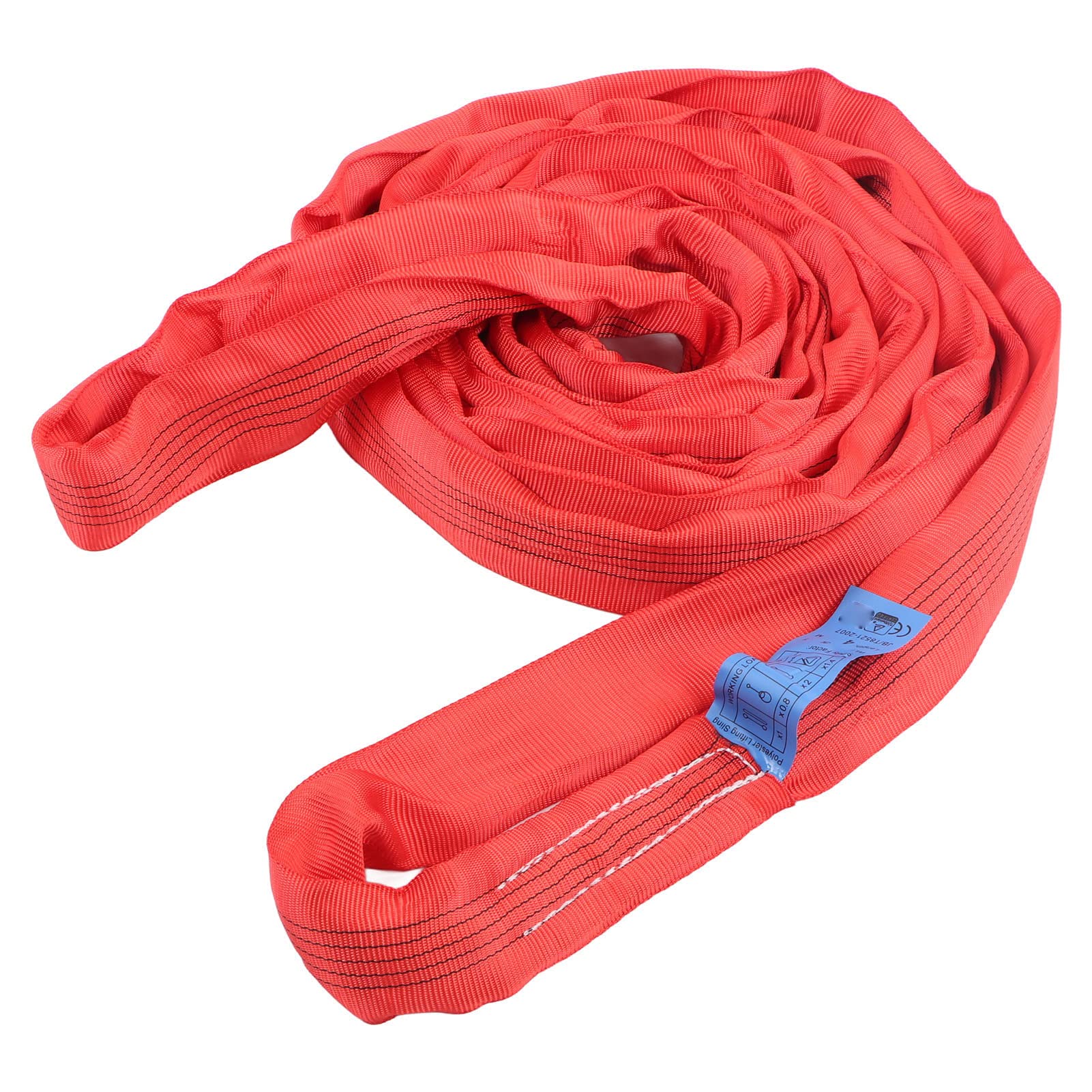 Sangle de Levage Plate 5T, Corde de Levage de Grue en Polyester avec Boucle à Double œil 4 Mètres, avec Tissage Multicouche, pour Le Transport des Ports de Machines de Navires
