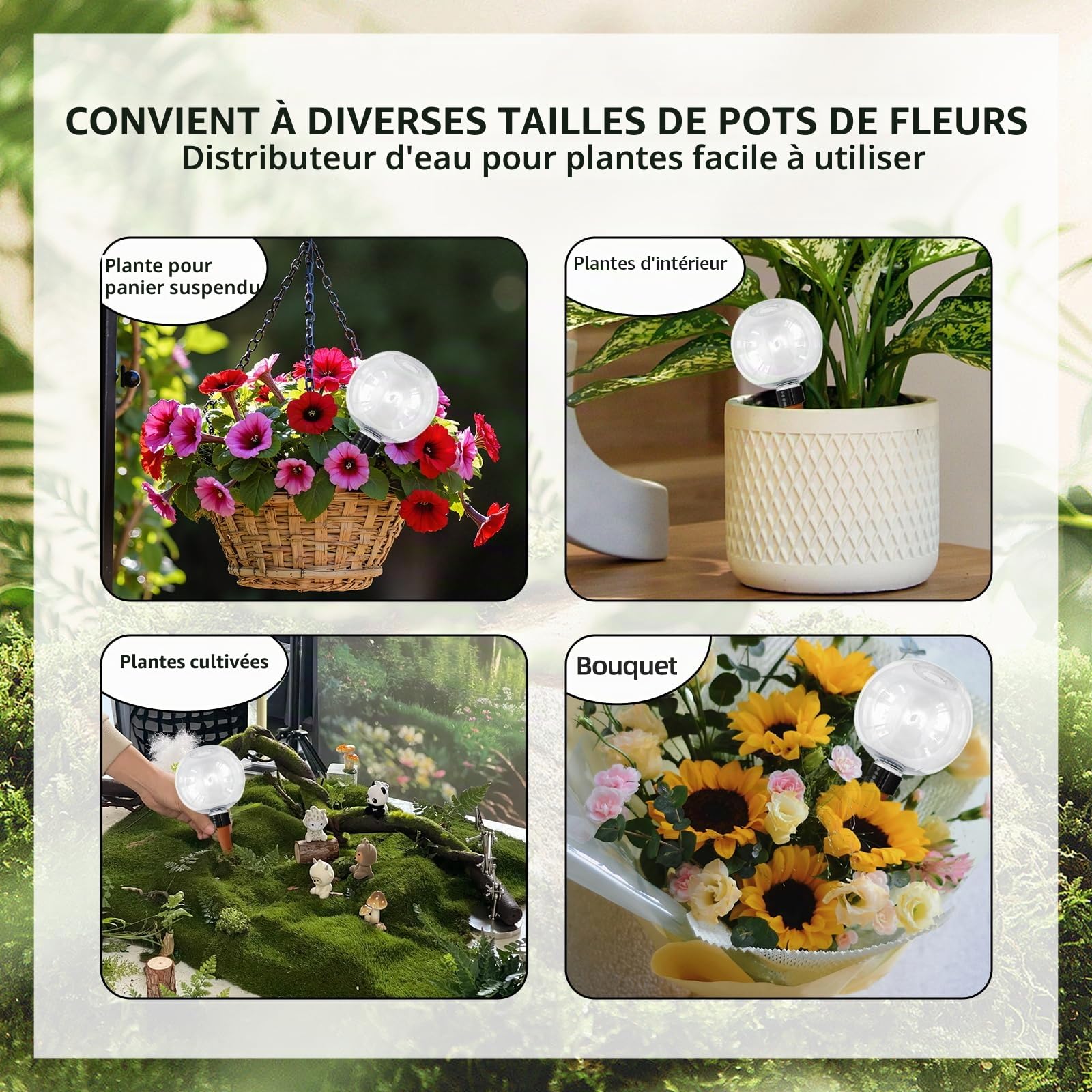 4 Pièces Boules d'arrosage, 500ml Boules d'arrosage automatiques pour plantes, Oignons d'arrosage transparents, Boules d'eau pour plantes pour l'arrosage des plantes de balcon et de jardin intérieur