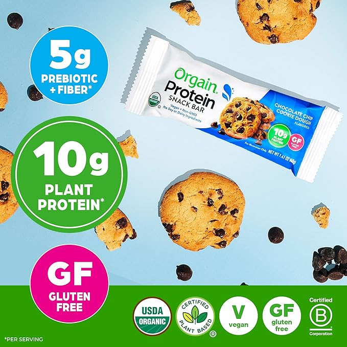 Orgain Barra Proteica Vegana Orgánica Masa Galleta Chocolate 12 Unidades miniatura 3