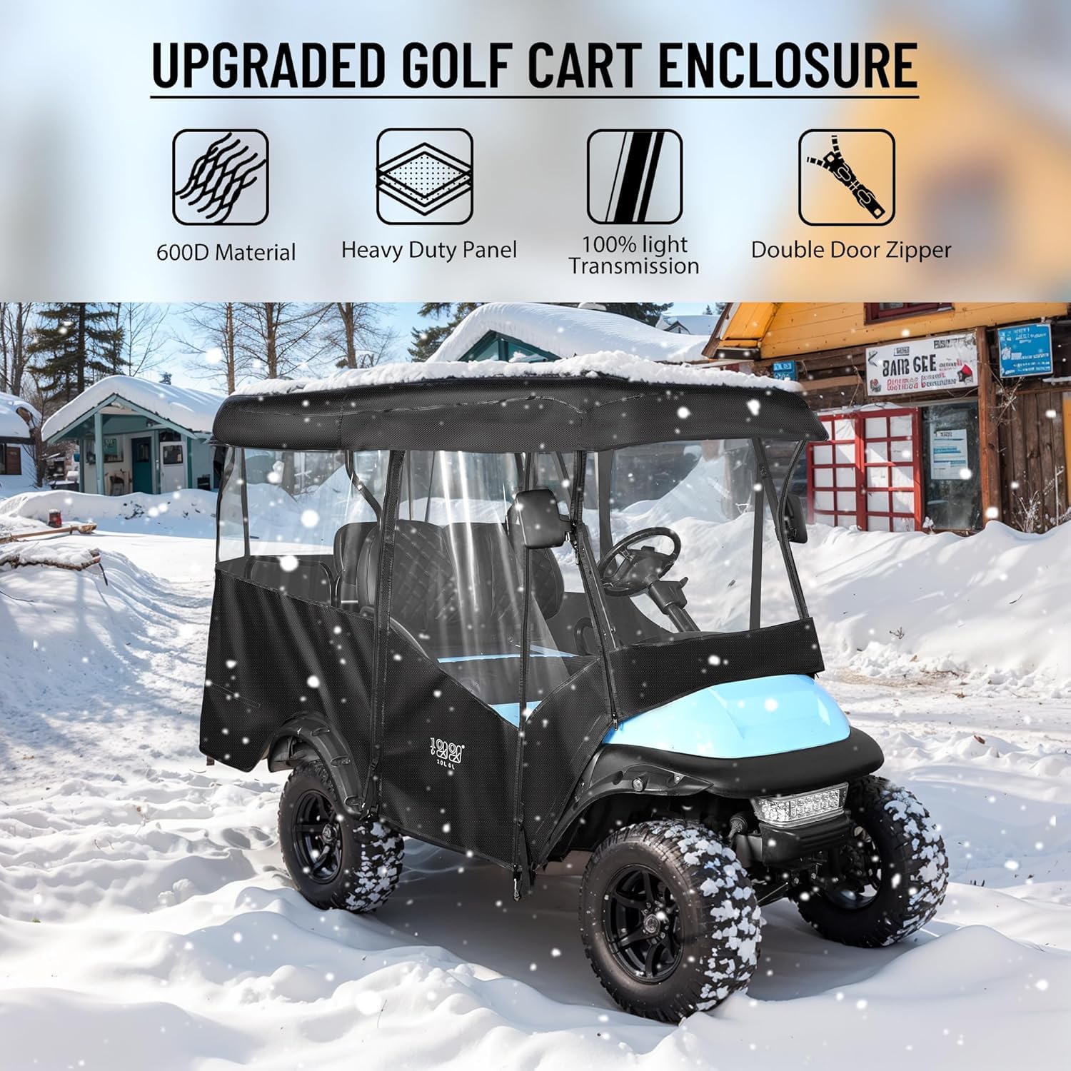 10L0L Deluxe obudowa wózka golfowego uniwersalna do Yamaha, EZGO i Club Car Golf Buggg, pokrowiec na wózek golfowy dla 4 pasażerów 600D, wodoodporny, wiatroszczelny materiał, przenośny, przezroczysty