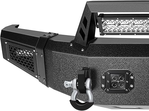 Miniatura 3 de FINDAUTO Parachoques delantero apto para Ford F-150 2015-2017 con textura mejorada Black Rock Crawler con anillo en D y placa de cabrestante, con