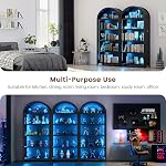 HWB Arch Bookshelf with LED Lights, 175cm Tall,Use for Office, Living Room | 3 Color Lights, 5 Tier Wooden Shelves, Open Storage, Human Body Sensor, Farmhouse Style