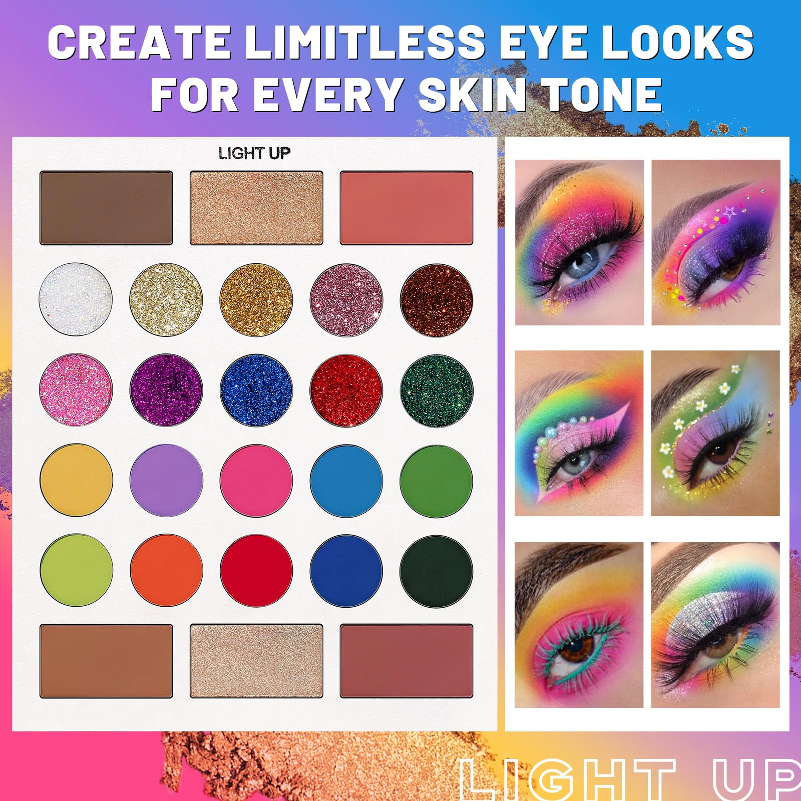 Black Grey Eyeshadow Makeup Palette + 15 Brushes Set, 86 Colors Matte Glitter Highly Pigmented Long Lasting Eye shadow, Blush - Image 4